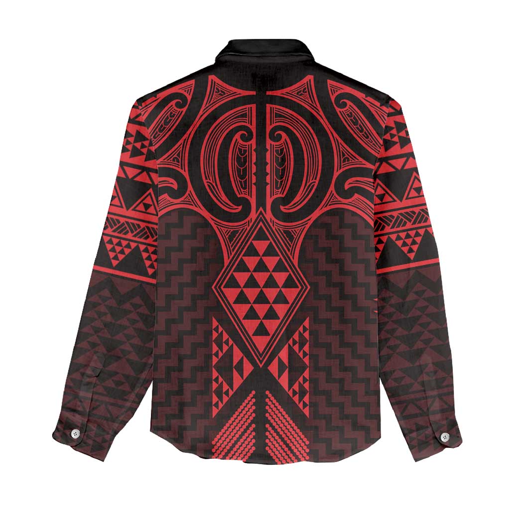 Whero Maori Ta Moko Poutama Art Women Casual Shirt