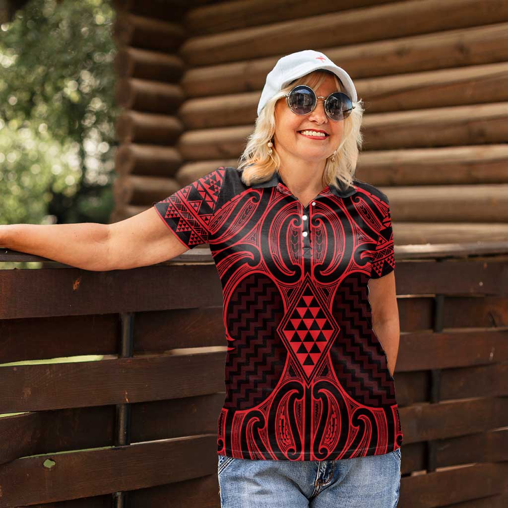 Whero Maori Ta Moko Poutama Art Women Polo Shirt
