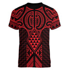 Whero Maori Ta Moko Poutama Art Women V-Neck T-Shirt