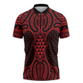 Whero Maori Ta Moko Poutama Art Zipper Polo Shirt - Aussie Hoodie