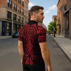 Whero Maori Ta Moko Poutama Art Zipper Polo Shirt - Aussie Hoodie