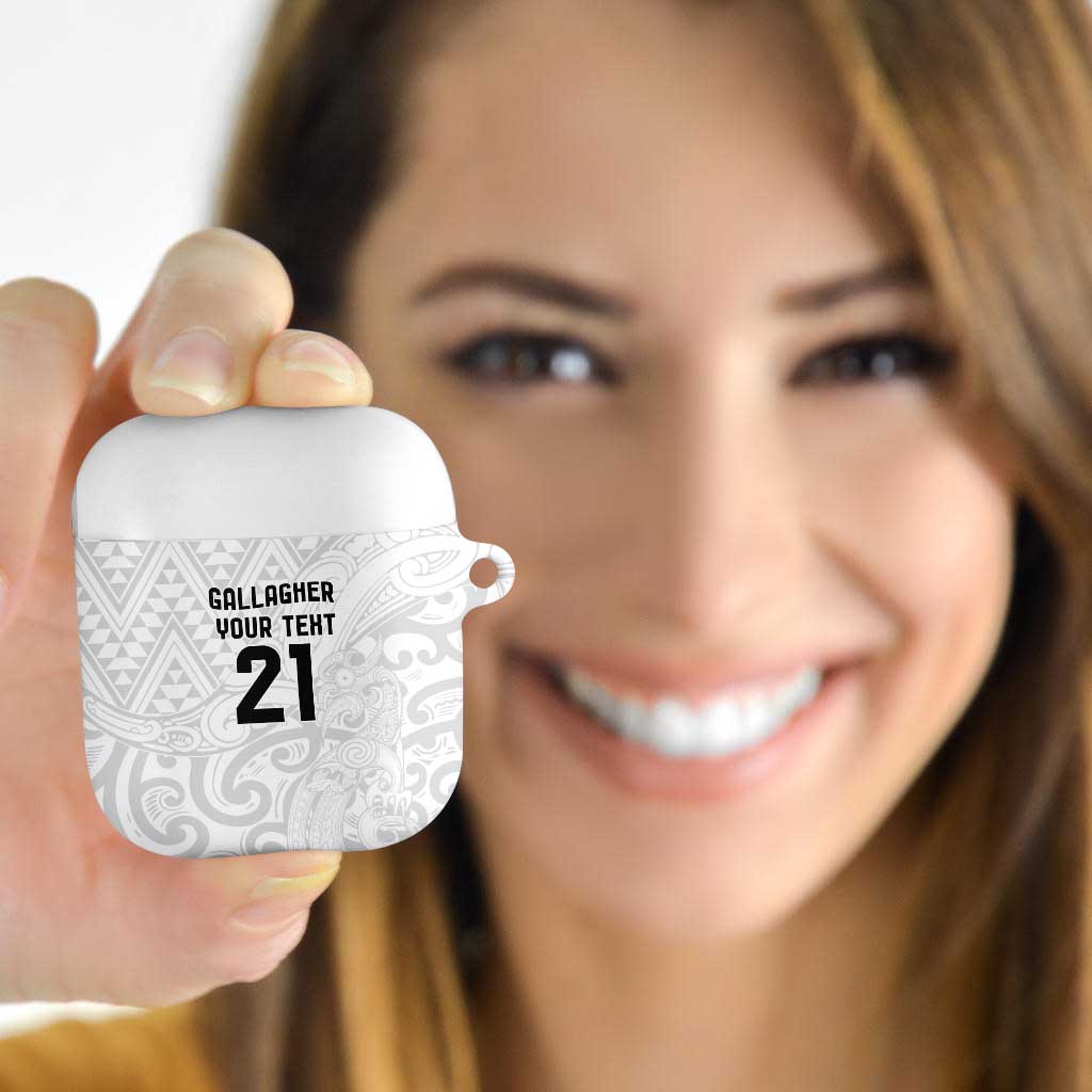 New Zealand Rangatira Custom AirPods Case All White Niho Taniwha Maori Tribal - Aussie Hoodie
