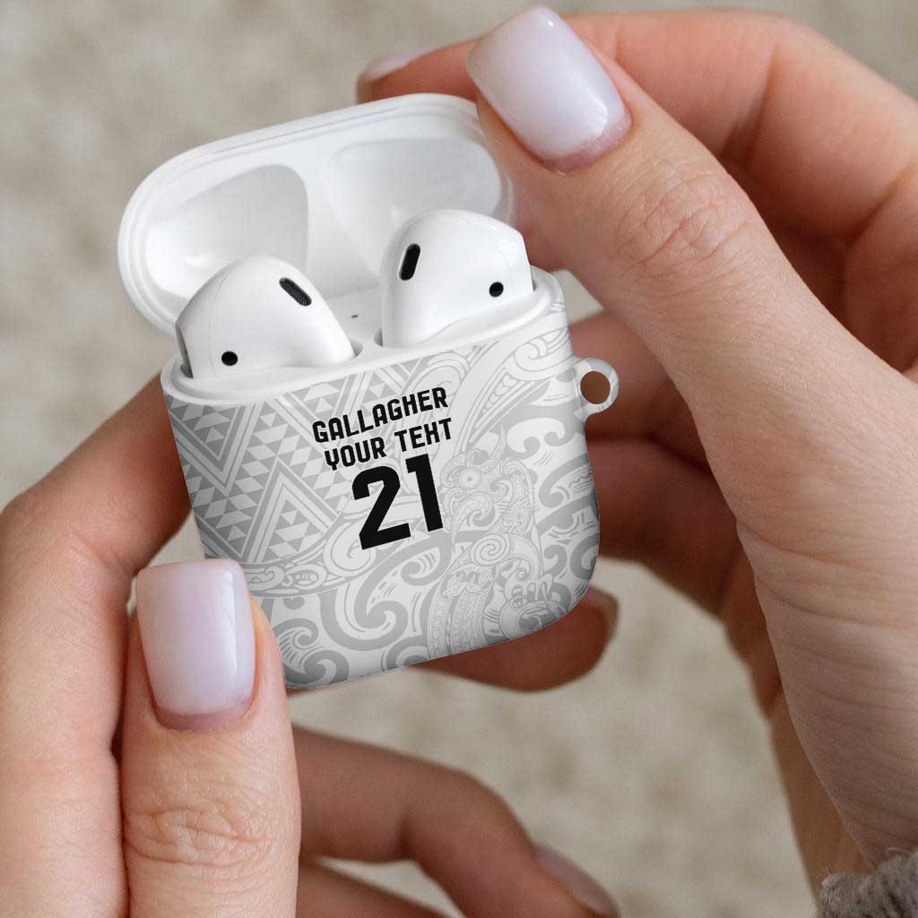 New Zealand Rangatira Custom AirPods Case All White Niho Taniwha Maori Tribal - Aussie Hoodie