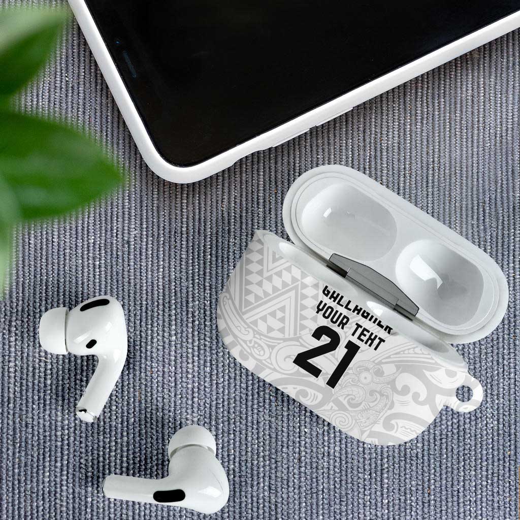 New Zealand Rangatira Custom AirPods Case All White Niho Taniwha Maori Tribal - Aussie Hoodie
