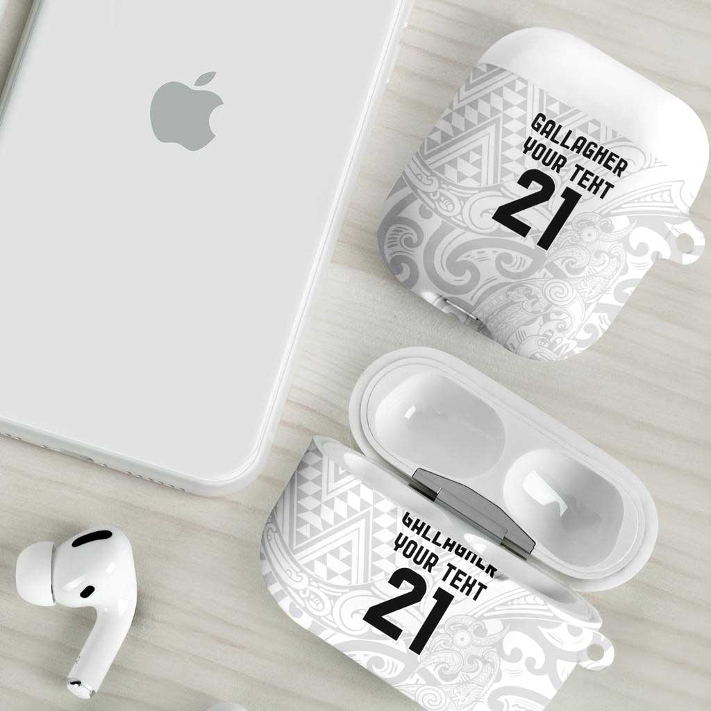 New Zealand Rangatira Custom AirPods Case All White Niho Taniwha Maori Tribal - Aussie Hoodie