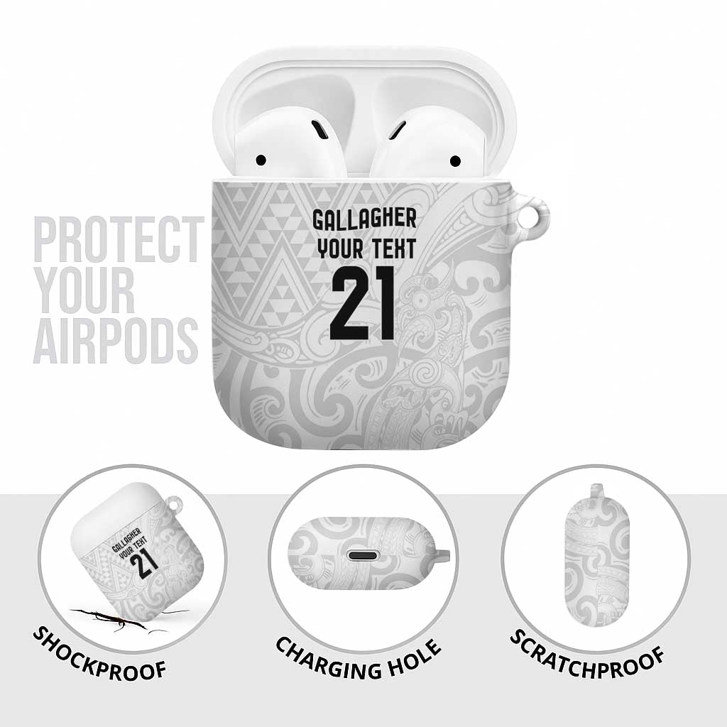New Zealand Rangatira Custom AirPods Case All White Niho Taniwha Maori Tribal - Aussie Hoodie