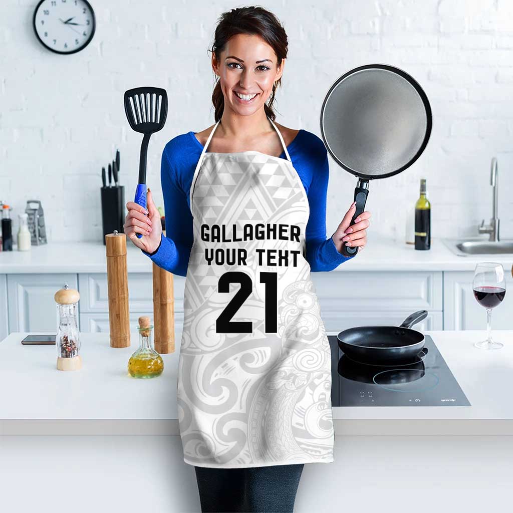 New Zealand Rangatira Custom Apron All White Niho Taniwha Maori Tribal - Aussie Hoodie