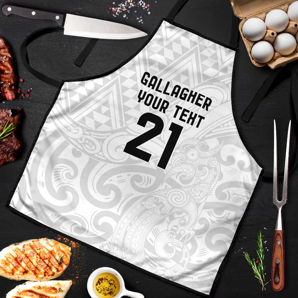New Zealand Rangatira Custom Apron All White Niho Taniwha Maori Tribal - Aussie Hoodie