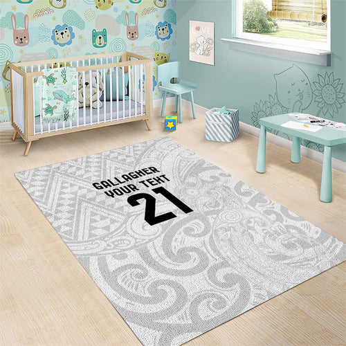 New Zealand Rangatira Custom Area Rug All White Niho Taniwha Maori Tribal