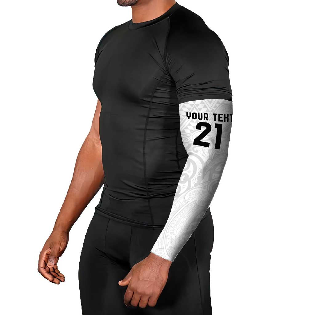 New Zealand Rangatira Custom Arm Sleeves All White Niho Taniwha Maori Tribal - Aussie Hoodie