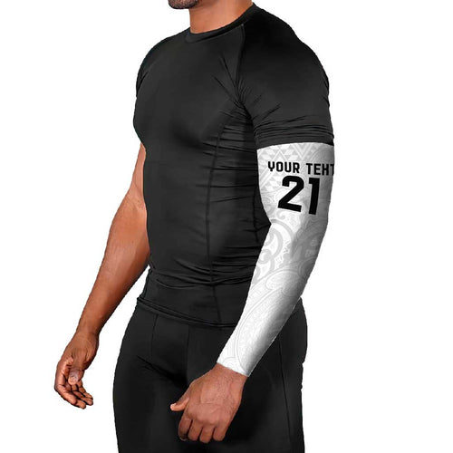 New Zealand Rangatira Custom Arm Sleeves All White Niho Taniwha Maori Tribal - Aussie Hoodie