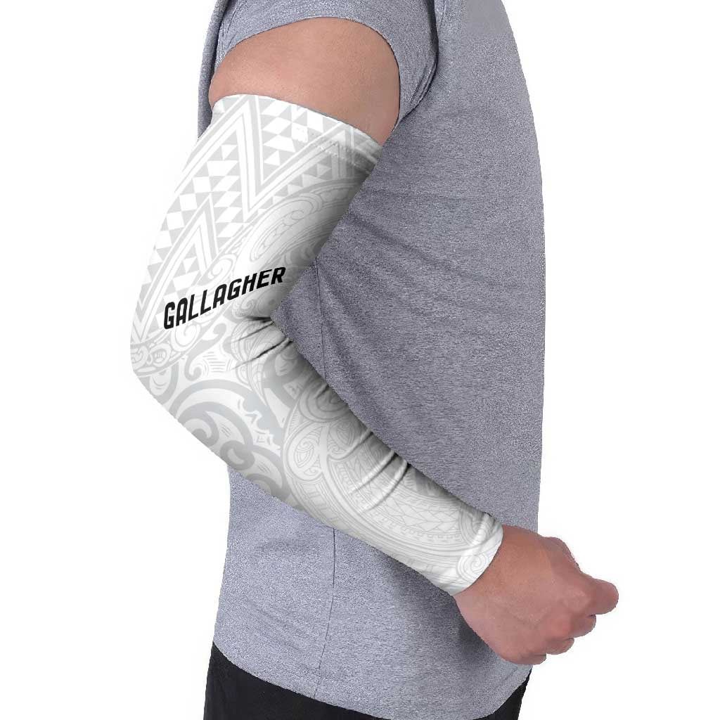 New Zealand Rangatira Custom Arm Sleeves All White Niho Taniwha Maori Tribal - Aussie Hoodie