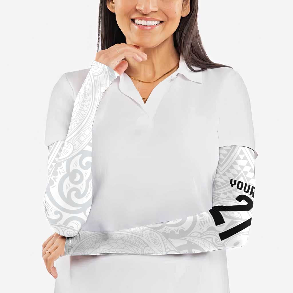 New Zealand Rangatira Custom Arm Sleeves All White Niho Taniwha Maori Tribal - Aussie Hoodie