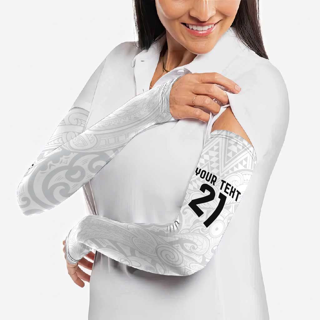 New Zealand Rangatira Custom Arm Sleeves All White Niho Taniwha Maori Tribal - Aussie Hoodie
