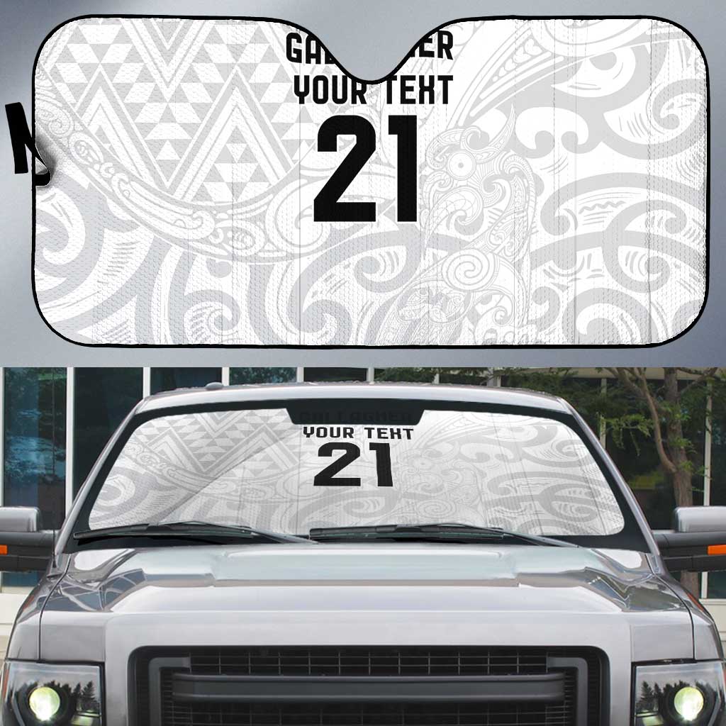 New Zealand Rangatira Custom Auto Sun Shade All White Niho Taniwha Maori Tribal - Aussie Hoodie