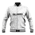New Zealand Rangatira Custom Baseball Jacket All White Niho Taniwha Maori Tribal