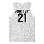 New Zealand Rangatira Custom Basketball Jersey All White Niho Taniwha Maori Tribal - Aussie Hoodie