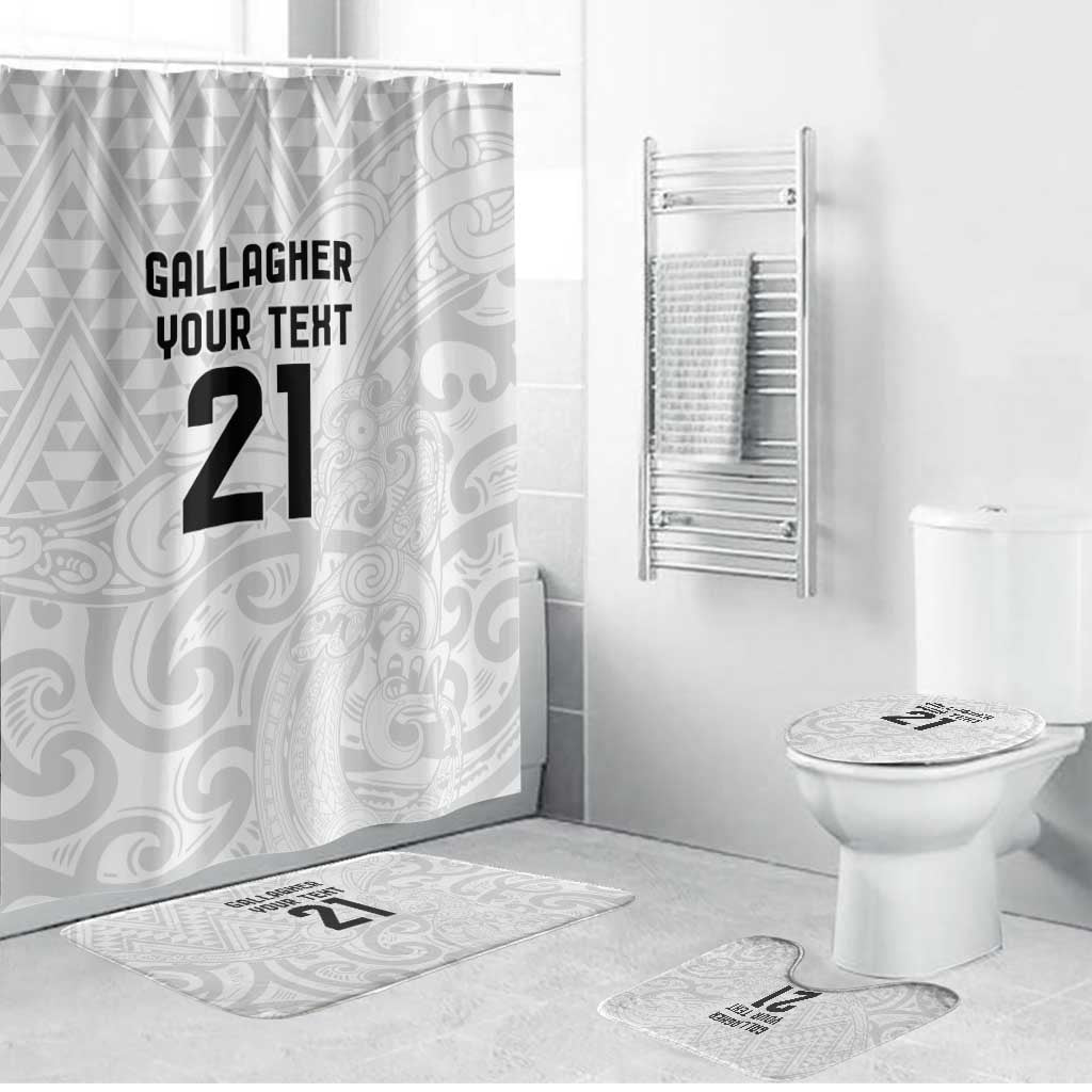 New Zealand Rangatira Custom Bathroom Set All White Niho Taniwha Maori Tribal - Aussie Hoodie