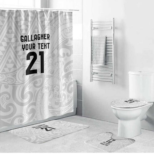 New Zealand Rangatira Custom Bathroom Set All White Niho Taniwha Maori Tribal - Aussie Hoodie