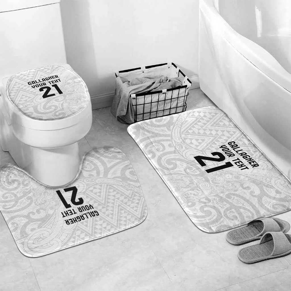 New Zealand Rangatira Custom Bathroom Set All White Niho Taniwha Maori Tribal - Aussie Hoodie