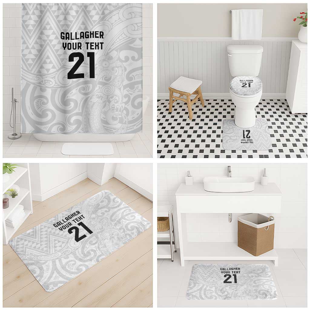 New Zealand Rangatira Custom Bathroom Set All White Niho Taniwha Maori Tribal - Aussie Hoodie