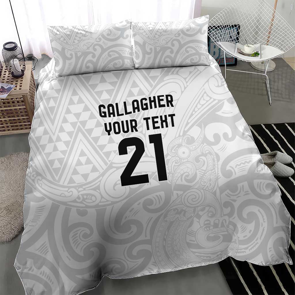 New Zealand Rangatira Custom Bedding Set All White Niho Taniwha Maori Tribal