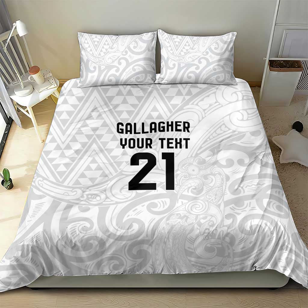 New Zealand Rangatira Custom Bedding Set All White Niho Taniwha Maori Tribal
