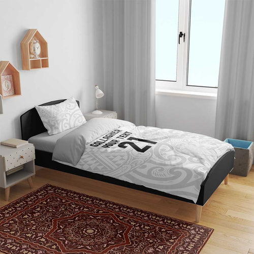 New Zealand Rangatira Custom Bedding Set All White Niho Taniwha Maori Tribal