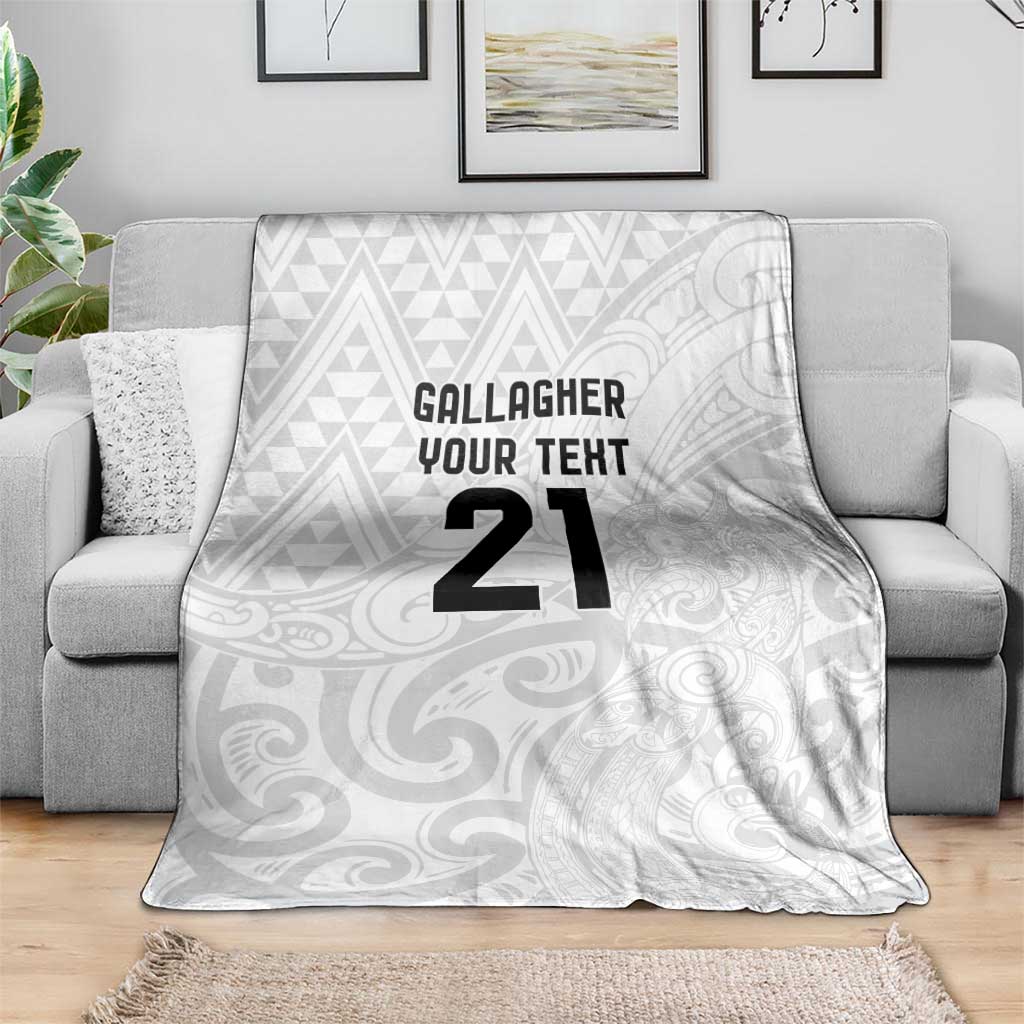 New Zealand Rangatira Custom Blanket All White Niho Taniwha Maori Tribal
