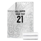 New Zealand Rangatira Custom Blanket All White Niho Taniwha Maori Tribal