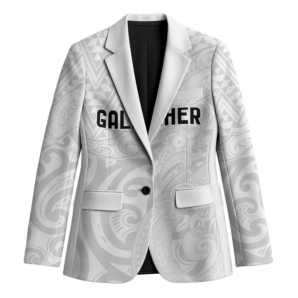 New Zealand Rangatira Custom Blazer All White Niho Taniwha Maori Tribal - Aussie Hoodie