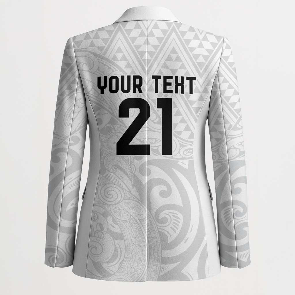 New Zealand Rangatira Custom Blazer All White Niho Taniwha Maori Tribal - Aussie Hoodie
