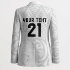 New Zealand Rangatira Custom Blazer All White Niho Taniwha Maori Tribal - Aussie Hoodie