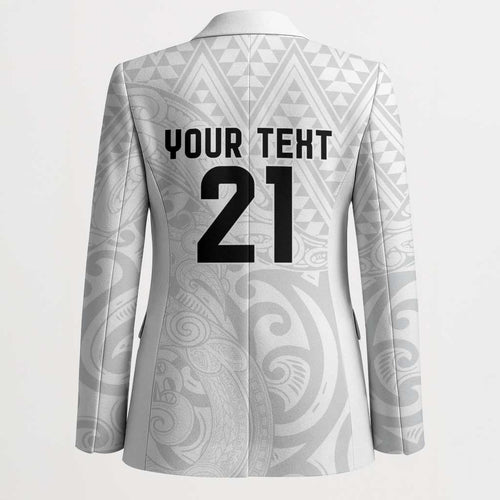New Zealand Rangatira Custom Blazer All White Niho Taniwha Maori Tribal - Aussie Hoodie