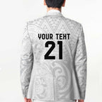 New Zealand Rangatira Custom Blazer All White Niho Taniwha Maori Tribal - Aussie Hoodie