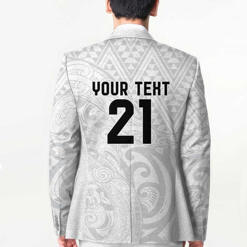 New Zealand Rangatira Custom Blazer All White Niho Taniwha Maori Tribal - Aussie Hoodie