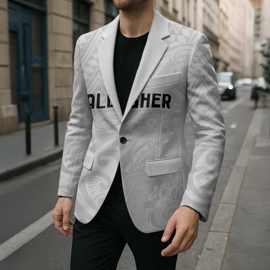 New Zealand Rangatira Custom Blazer All White Niho Taniwha Maori Tribal - Aussie Hoodie
