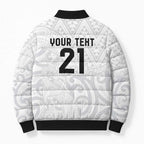 New Zealand Rangatira Custom Bomber Puffer Jacket All White Niho Taniwha Maori Tribal - Aussie Hoodie