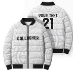 New Zealand Rangatira Custom Bomber Puffer Jacket All White Niho Taniwha Maori Tribal - Aussie Hoodie