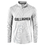 New Zealand Rangatira Custom Button Sweatshirt All White Niho Taniwha Maori Tribal
