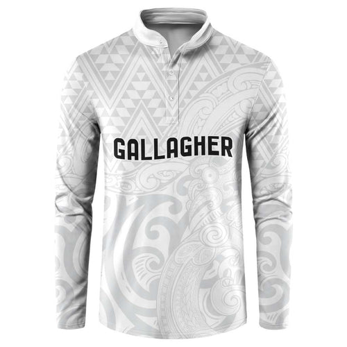New Zealand Rangatira Custom Button Sweatshirt All White Niho Taniwha Maori Tribal