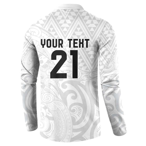 New Zealand Rangatira Custom Button Sweatshirt All White Niho Taniwha Maori Tribal