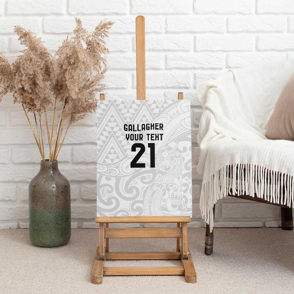 New Zealand Rangatira Custom Canvas Wall Art All White Niho Taniwha Maori Tribal