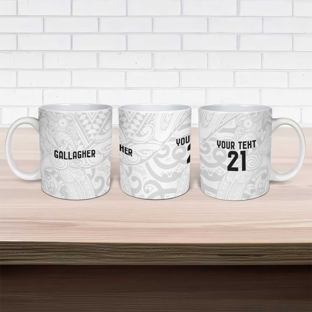 New Zealand Rangatira Custom Ceramic Mug All White Niho Taniwha Maori Tribal - Aussie Hoodie