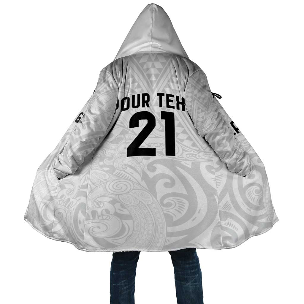 New Zealand Rangatira Custom Cloak All White Niho Taniwha Maori Tribal - Aussie Hoodie