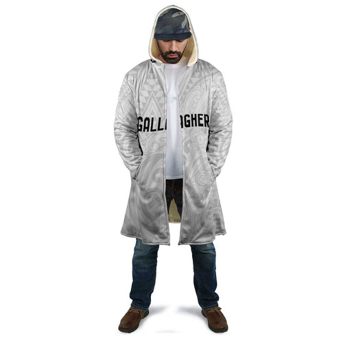 New Zealand Rangatira Custom Cloak All White Niho Taniwha Maori Tribal - Aussie Hoodie