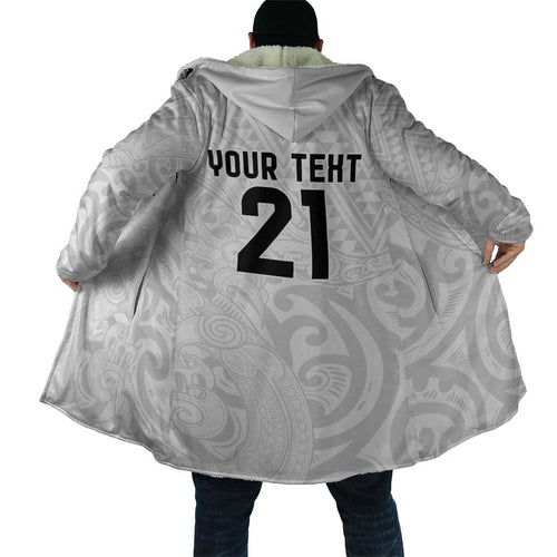 New Zealand Rangatira Custom Cloak All White Niho Taniwha Maori Tribal - Aussie Hoodie