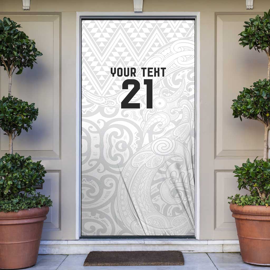 New Zealand Rangatira Custom Door Cover All White Niho Taniwha Maori Tribal - Aussie Hoodie