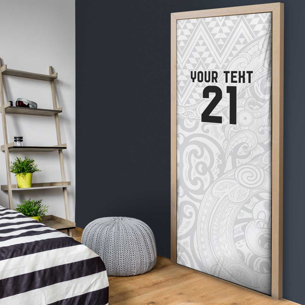 New Zealand Rangatira Custom Door Cover All White Niho Taniwha Maori Tribal - Aussie Hoodie