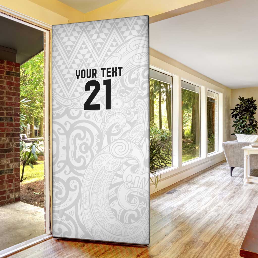 New Zealand Rangatira Custom Door Cover All White Niho Taniwha Maori Tribal - Aussie Hoodie